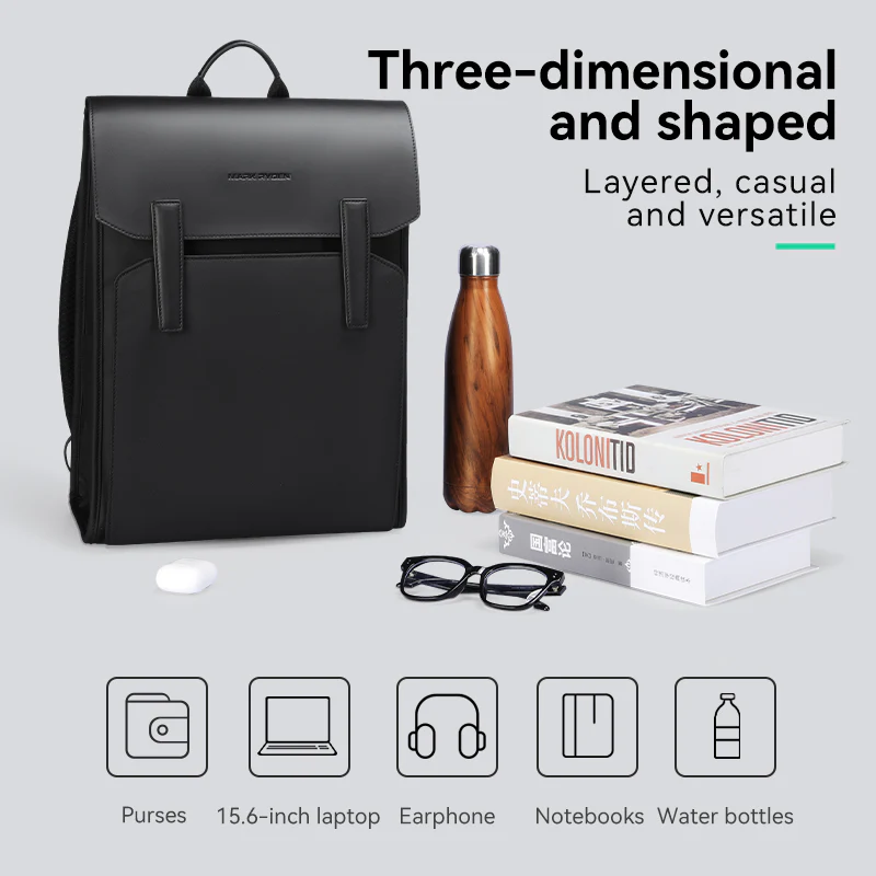 MUKE III: School Style Classic Business Work Black Oxford Backpack - Image 6