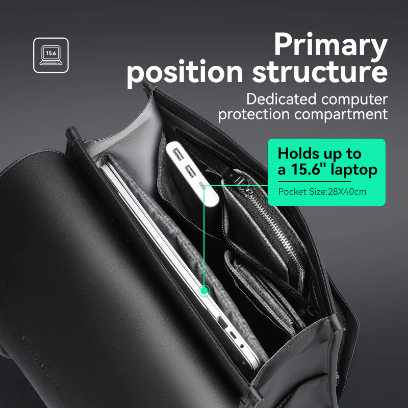 MUKE III: School Style Classic Business Work Black Oxford Backpack - Image 8