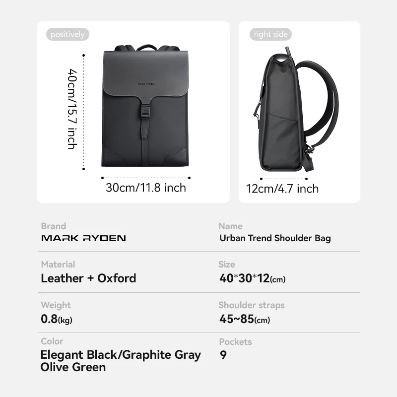 MUKE I: School Style Classic Business Work Black Oxford Backpack - Image 13