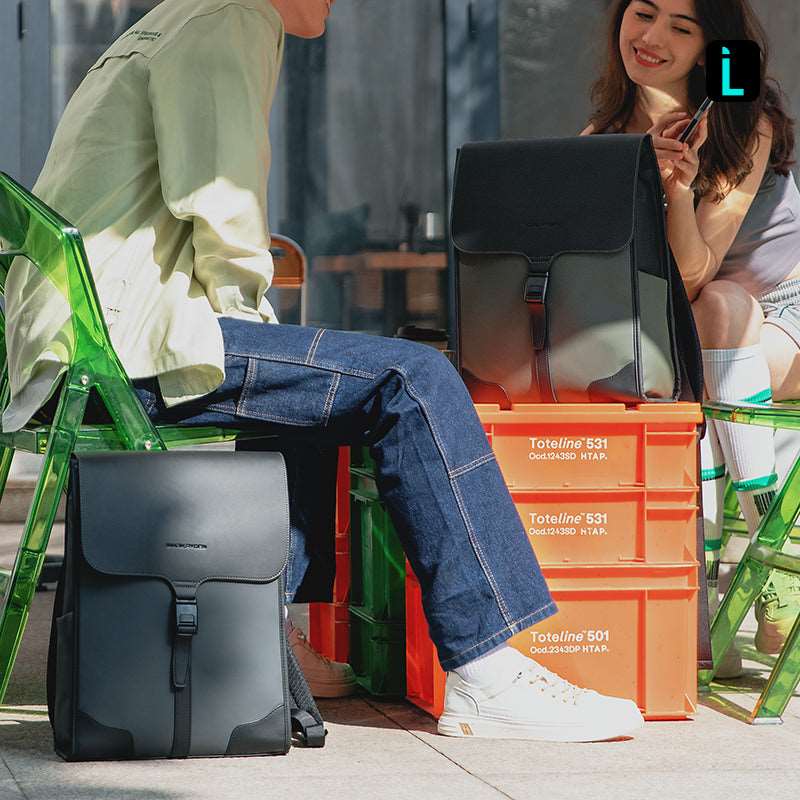 MUKE I: School Style Classic Business Work Black Oxford Backpack - Image 4