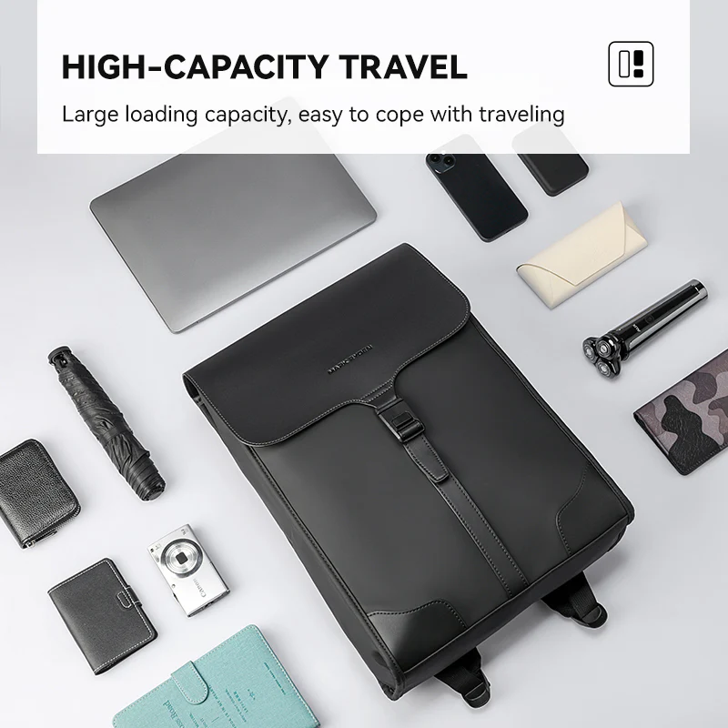 MUKE I: School Style Classic Business Work Black Oxford Backpack - Image 5