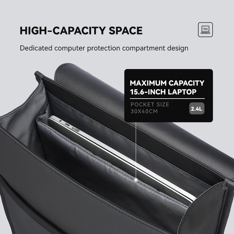 MUKE I: School Style Classic Business Work Black Oxford Backpack - Image 7