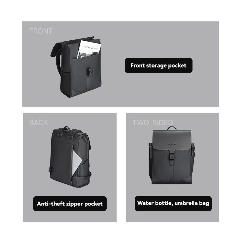 MUKE I: School Style Classic Business Work Black Oxford Backpack - Image 8